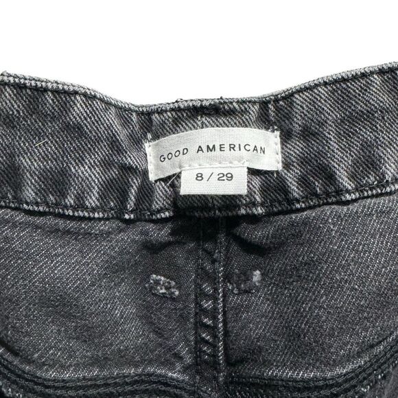 Good American Good 90s Icon Black Straight Leg Jeans Size 8 - Picture 11 of 13